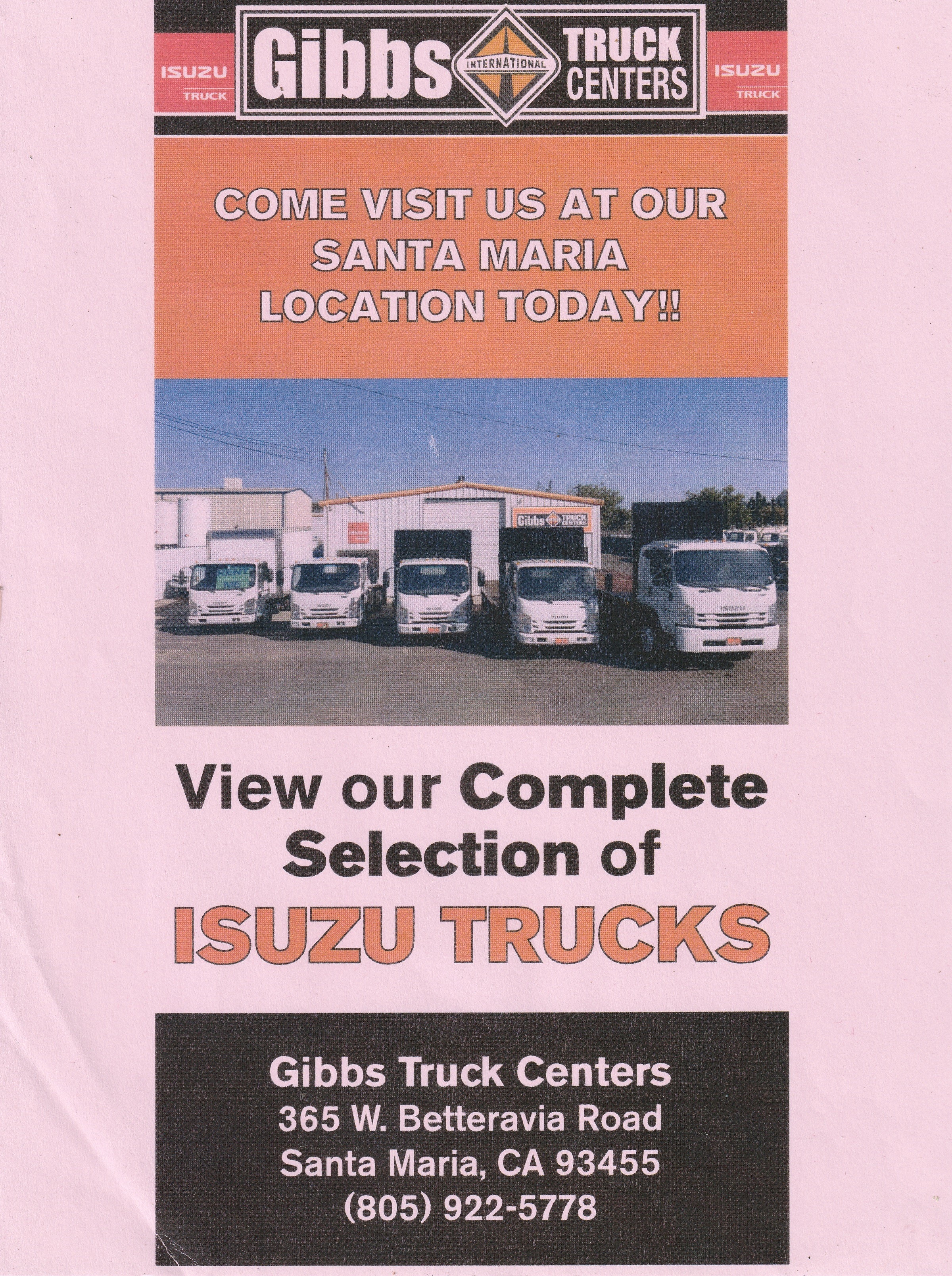 Pink Isuzu Gas Engine Truck Flyer