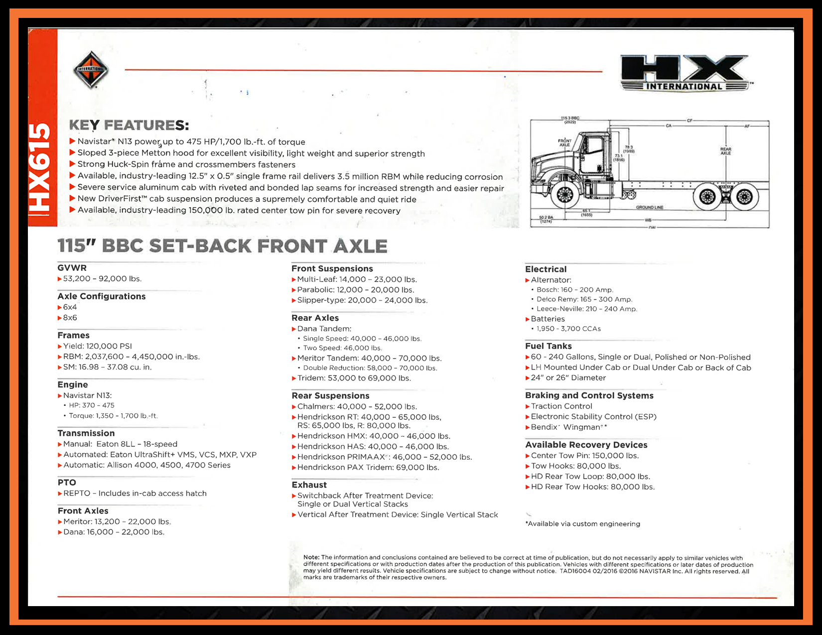 International HX Series Truck Brochure Specs