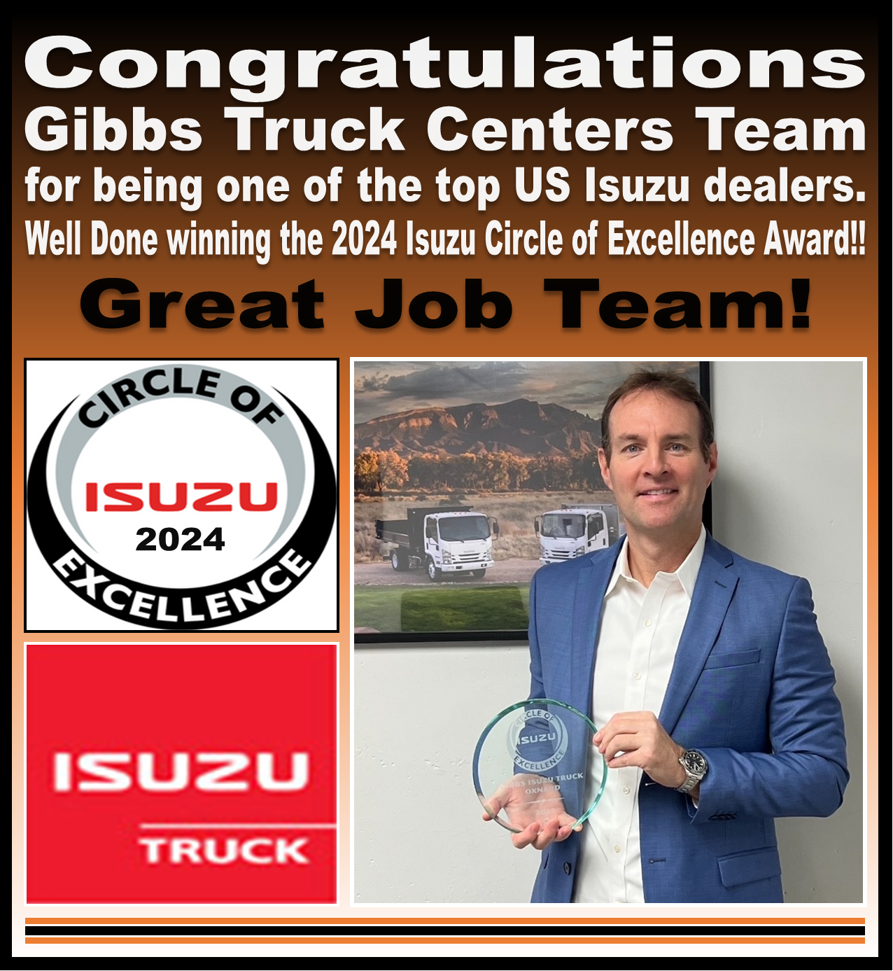 Isuzu Circle of Excellence Award Winner