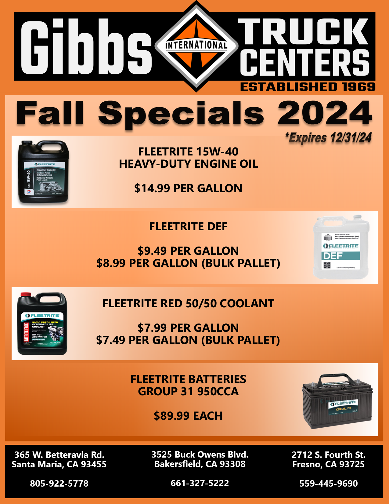 Gibbs Parts Special Flyer